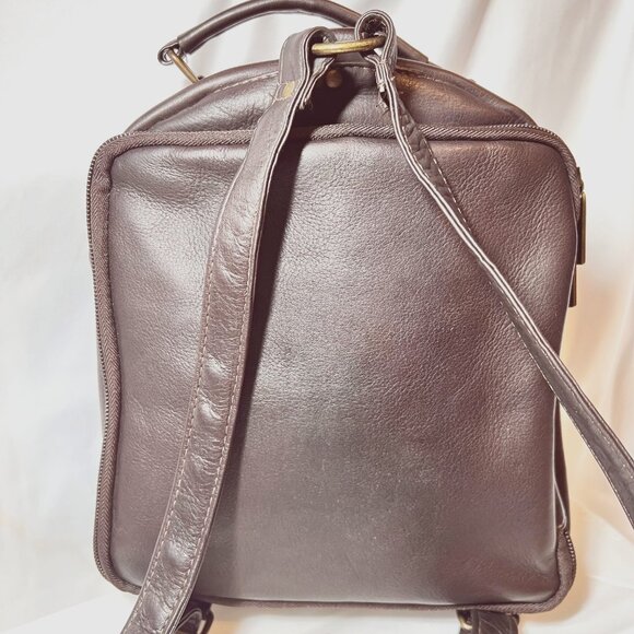 Brown Leather Back Pack-Small-NWOT-CC/ID Holder-Handle-Adjustable Strap-Unisex main image 5